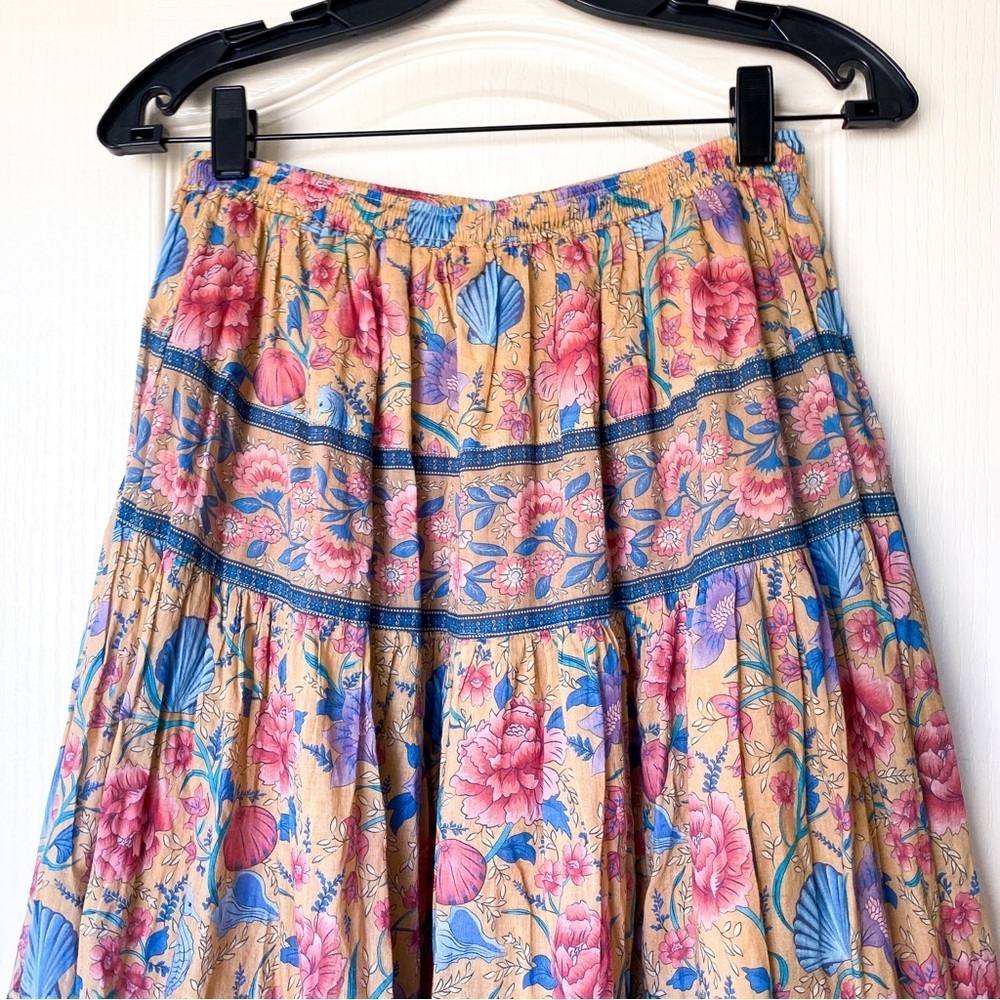 Spell Seashell Maxi Skirt Opal Cotton Floral Mermaid Print Small EUC - Picture 6 of 9